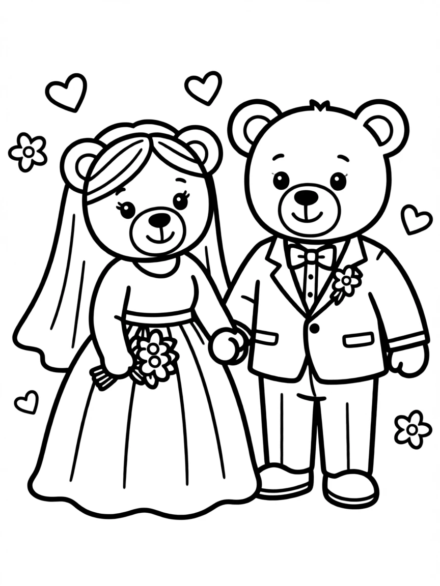A cute wedding couple as teddy bears