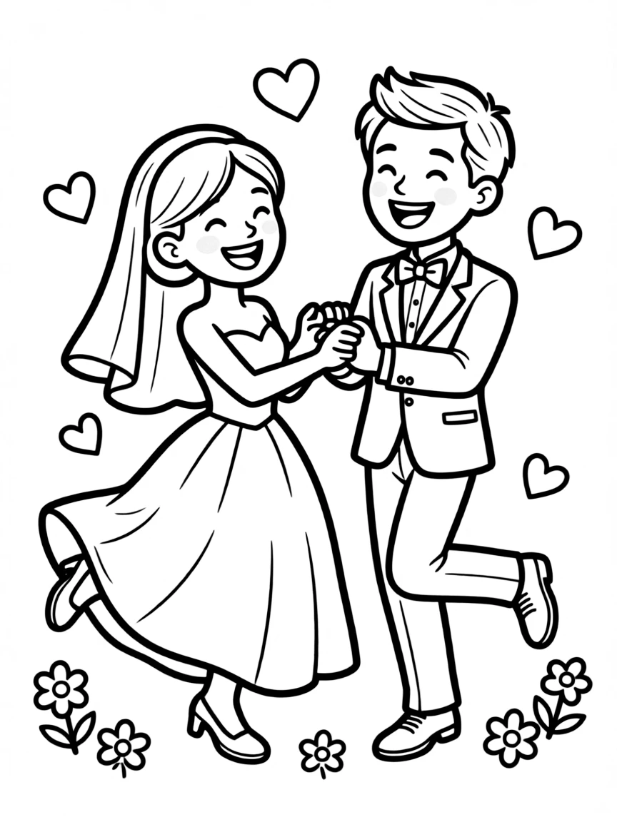 A bride and groom doing a fun pose