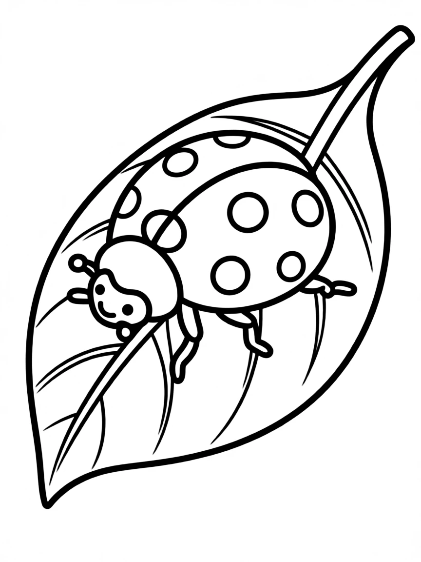 A ladybug with seven spots crawling on a leaf