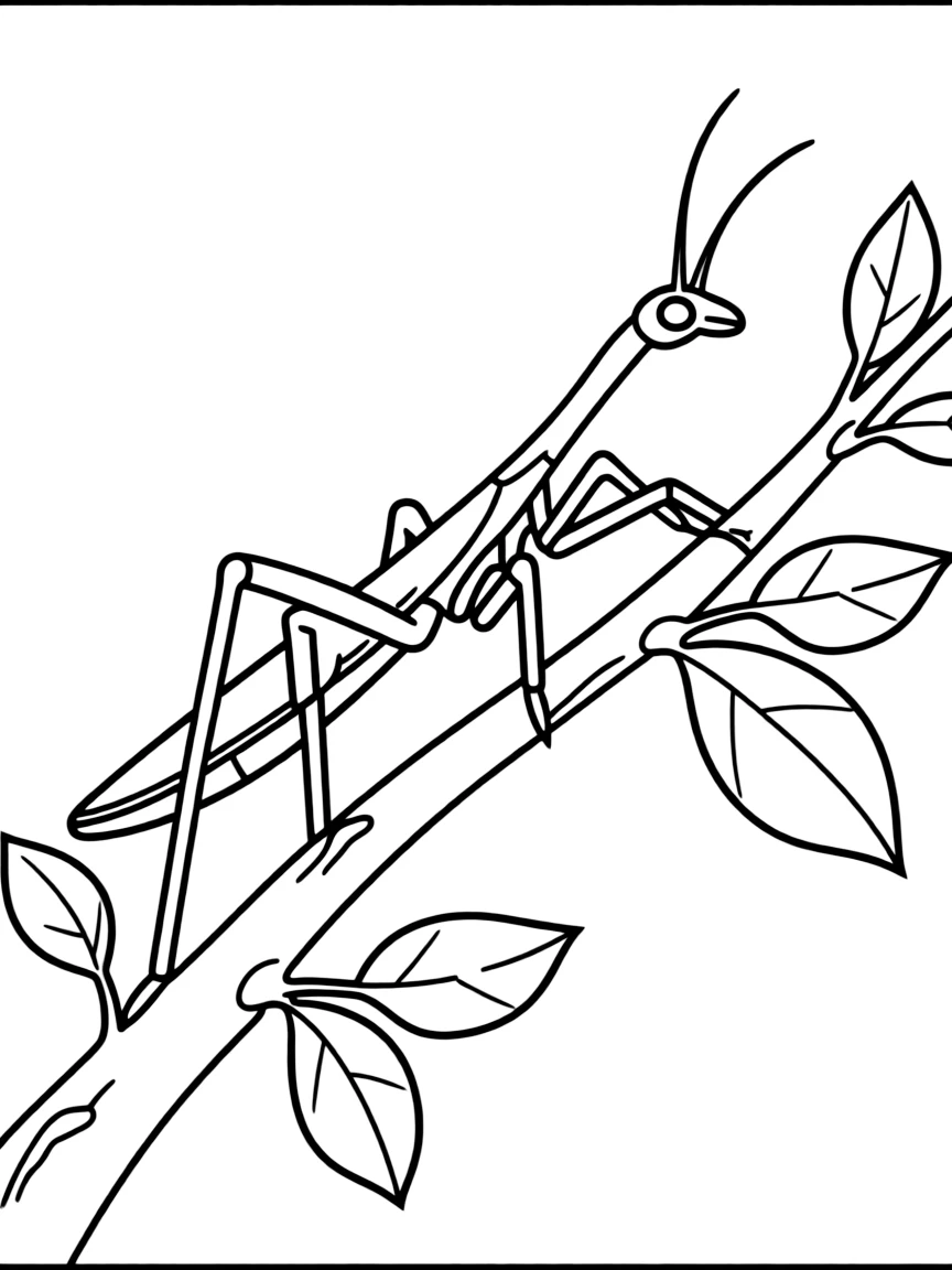 A walking stick insect camouflaged on a twig