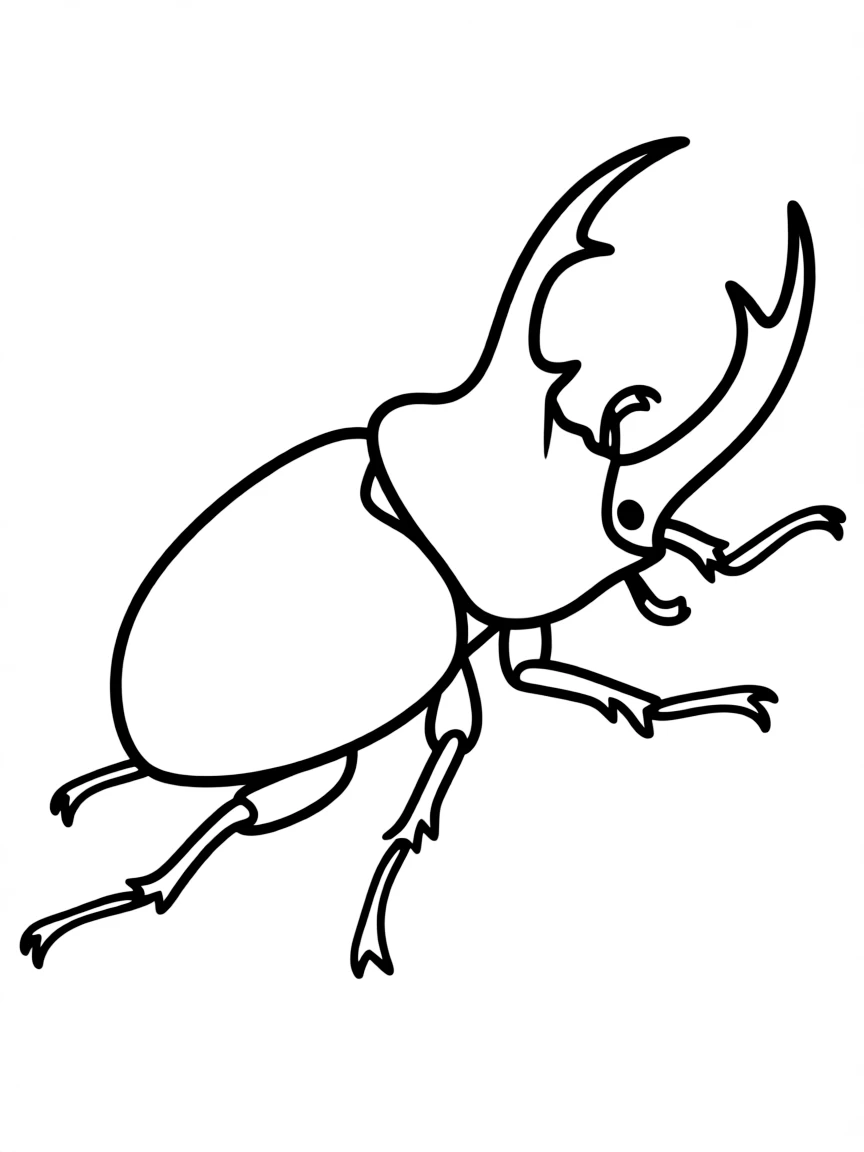 A rhinoceros beetle with a prominent horn