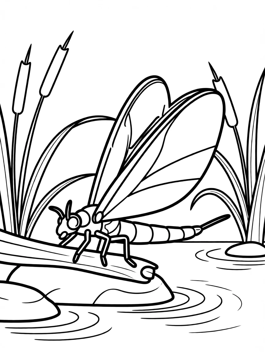 A caddisfly near water with tent-like wings