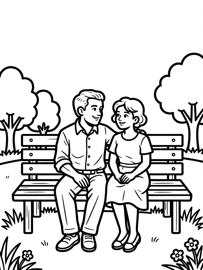 an old couple sitting on a bench