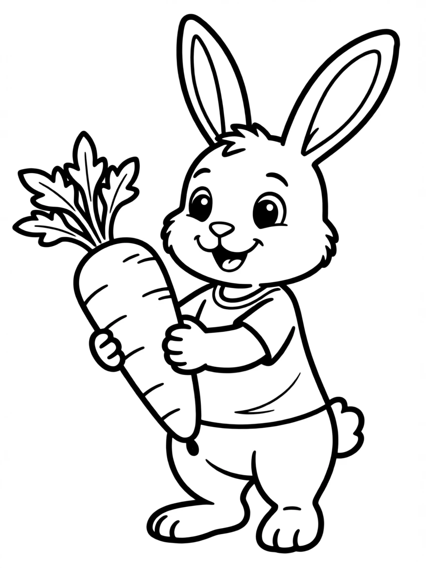 A rabbit is holding a carrot