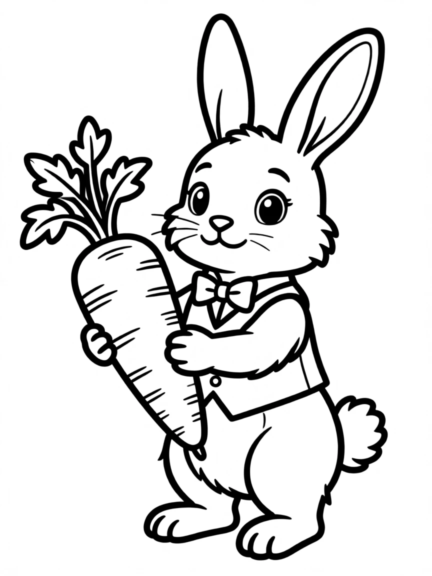 A rabbit is holding a carrot