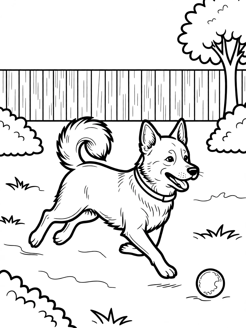 A Chinese Village Dog, also known as Tugou, running in backyard