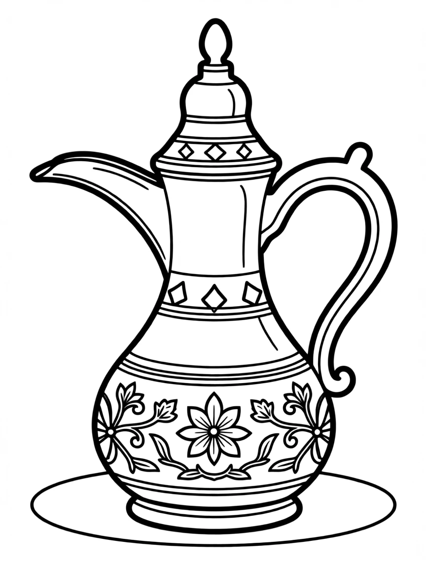 (Arab) Arabic coffee pot (dallah) with ornate decorations