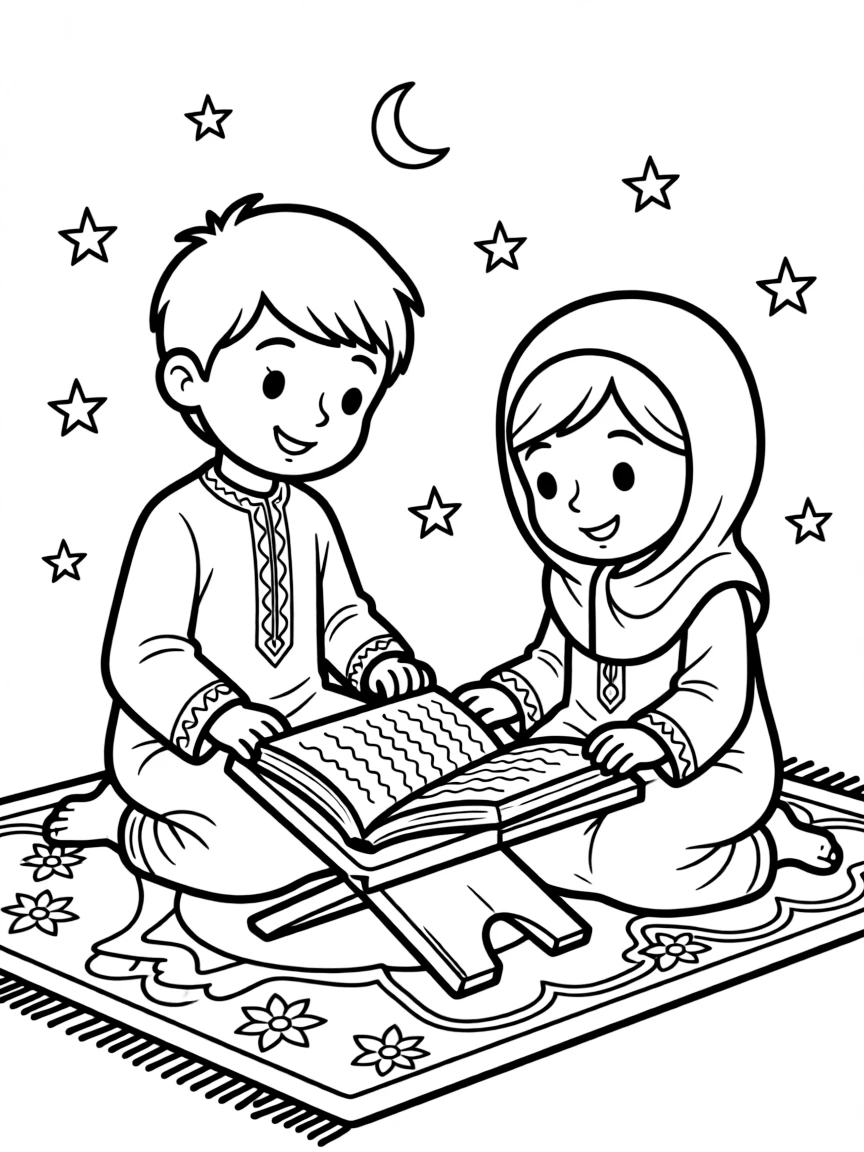 (Arab) Arabic children reading the Quran