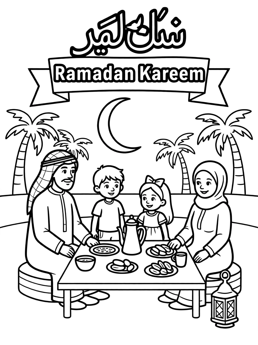 (Arab) Arabic family gathering for Iftar