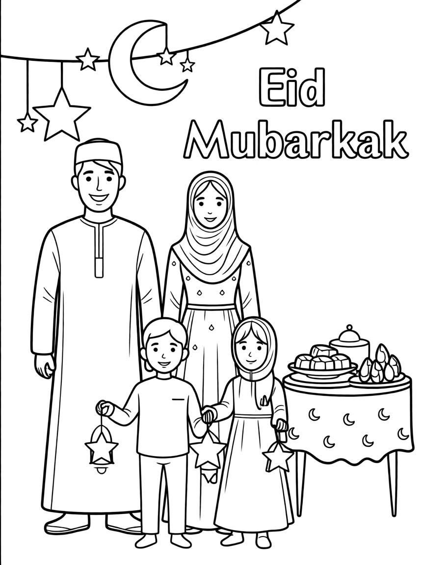 (Arab) Arabic family celebrating Eid