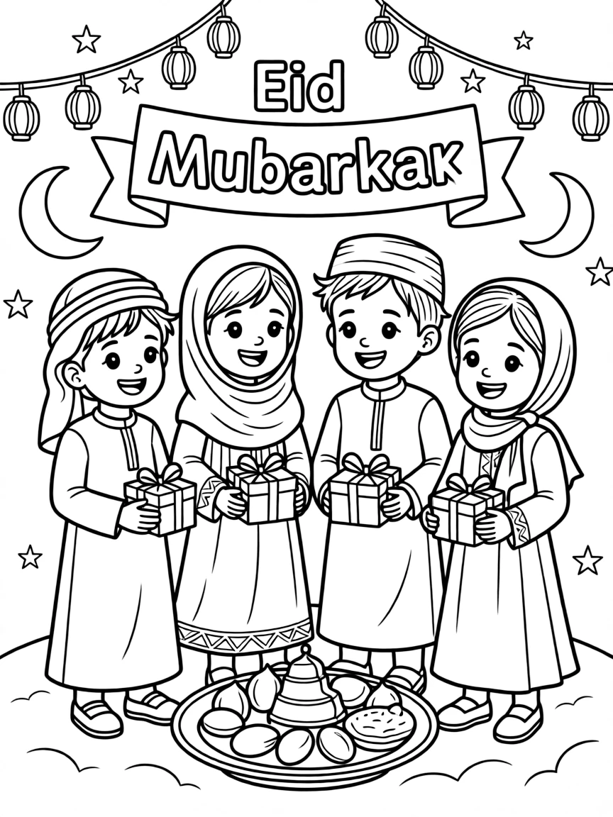 (Arab) Arabic children celebrating a holiday