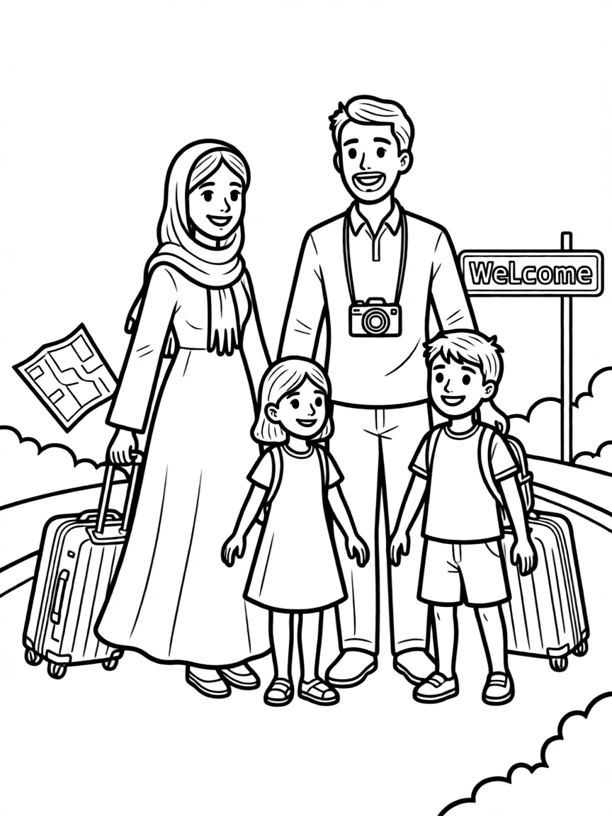 (Arab) Arabic family traveling together