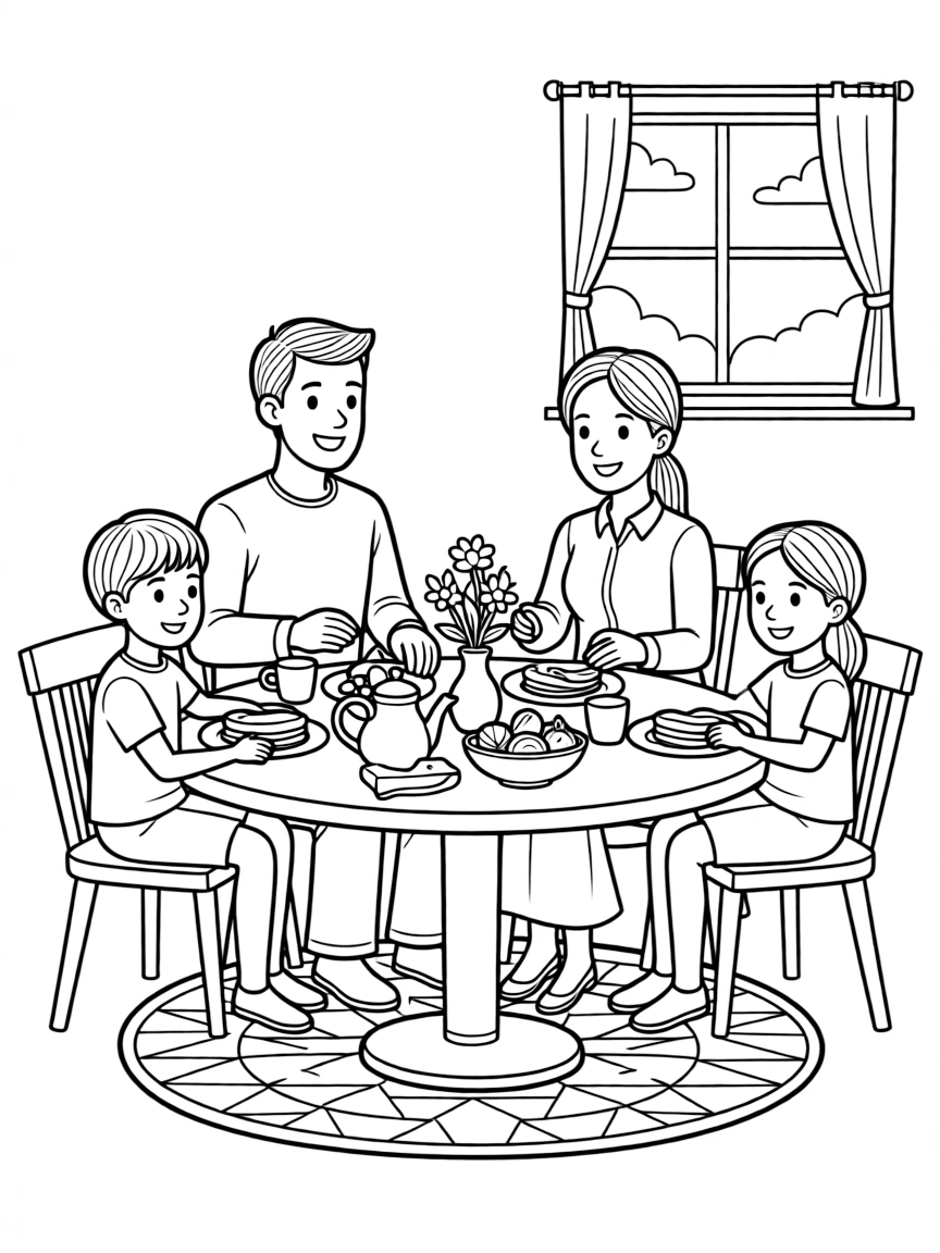 (Arab) Arabic family having breakfast