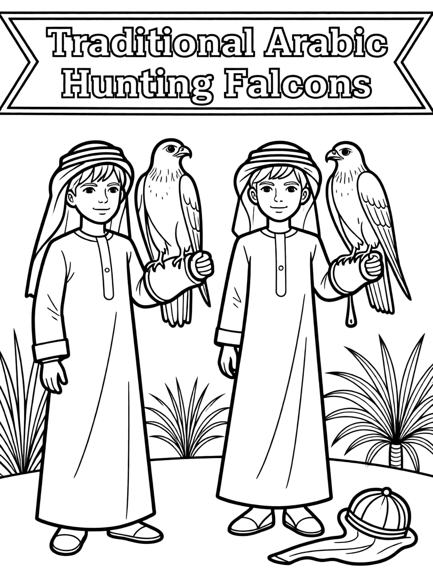 (Arab) Traditional Arabic hunting falcons