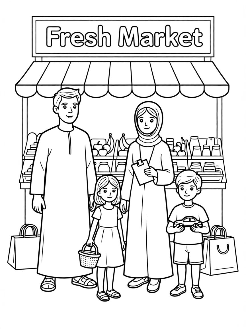 (Arab) Arabic family shopping together