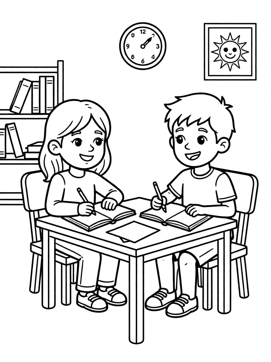 (Arab) Arabic children doing homework