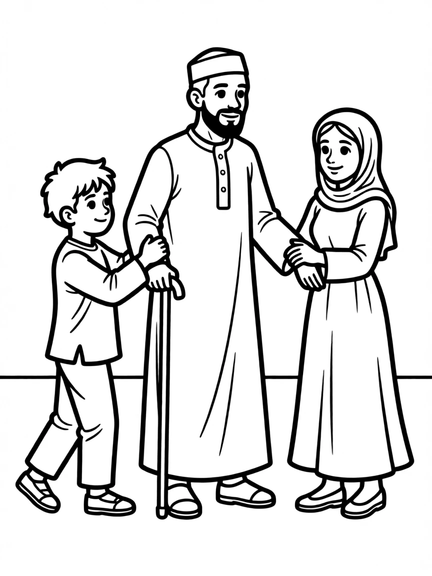(Arab) Arabic children helping elderly