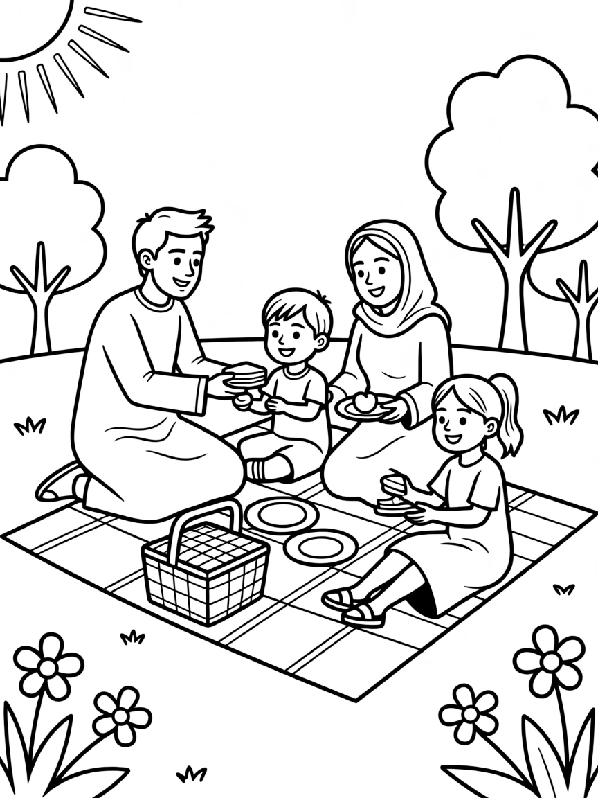 (Arab) Arabic family having picnic