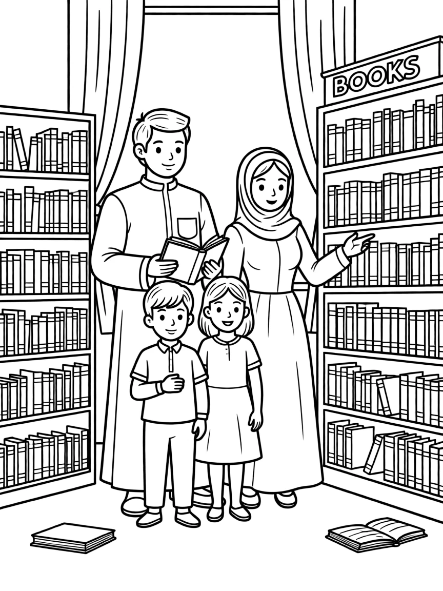 (Arab) Arabic family visiting library