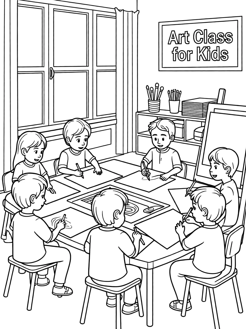 (Arab) Arabic children learning art