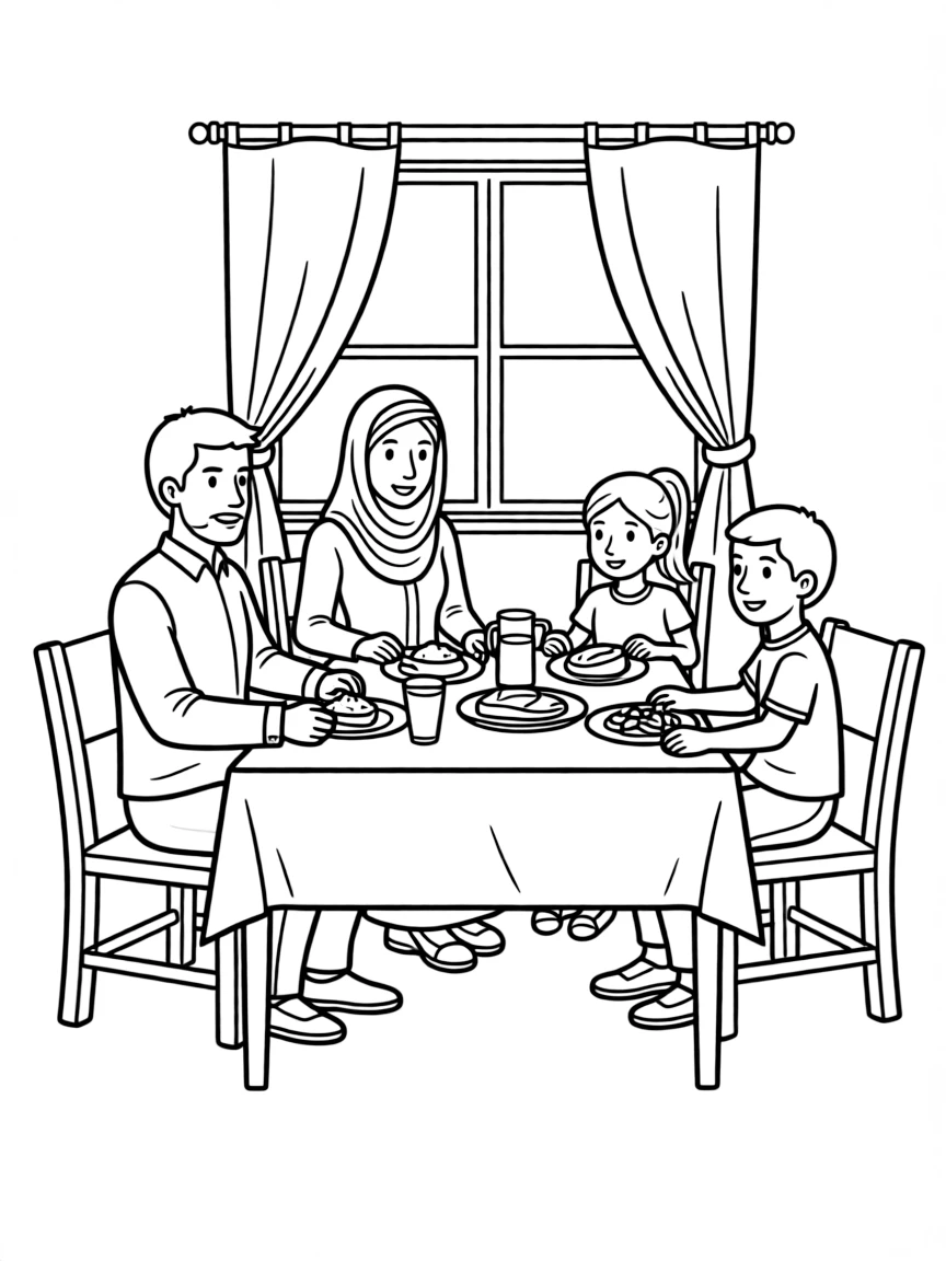 (Arab) Arabic family having dinner