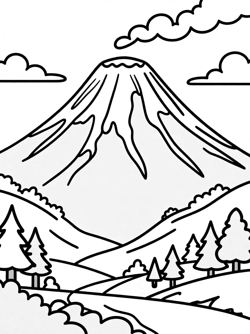 Mount Paektu (highest mountain in North Korea) with snow-capped peak and simple landscape