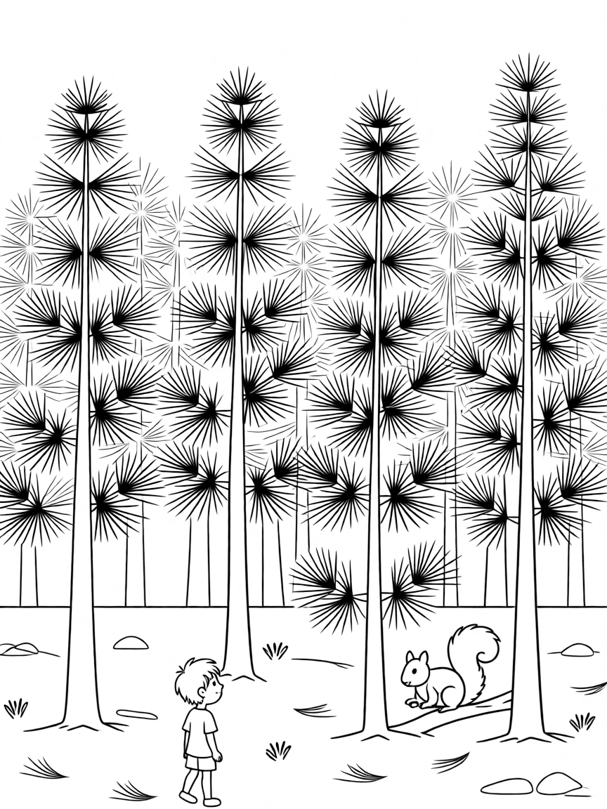 Korean pine trees (national tree) in a simple forest scene