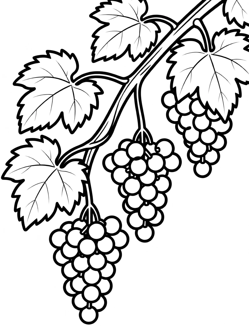 A grapevine with clusters of grapes hanging down
