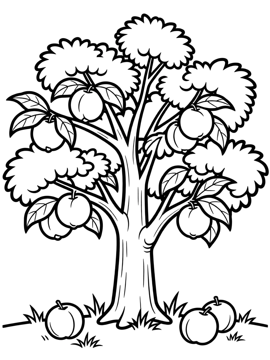 A peach tree with juicy peaches and fluffy leaves