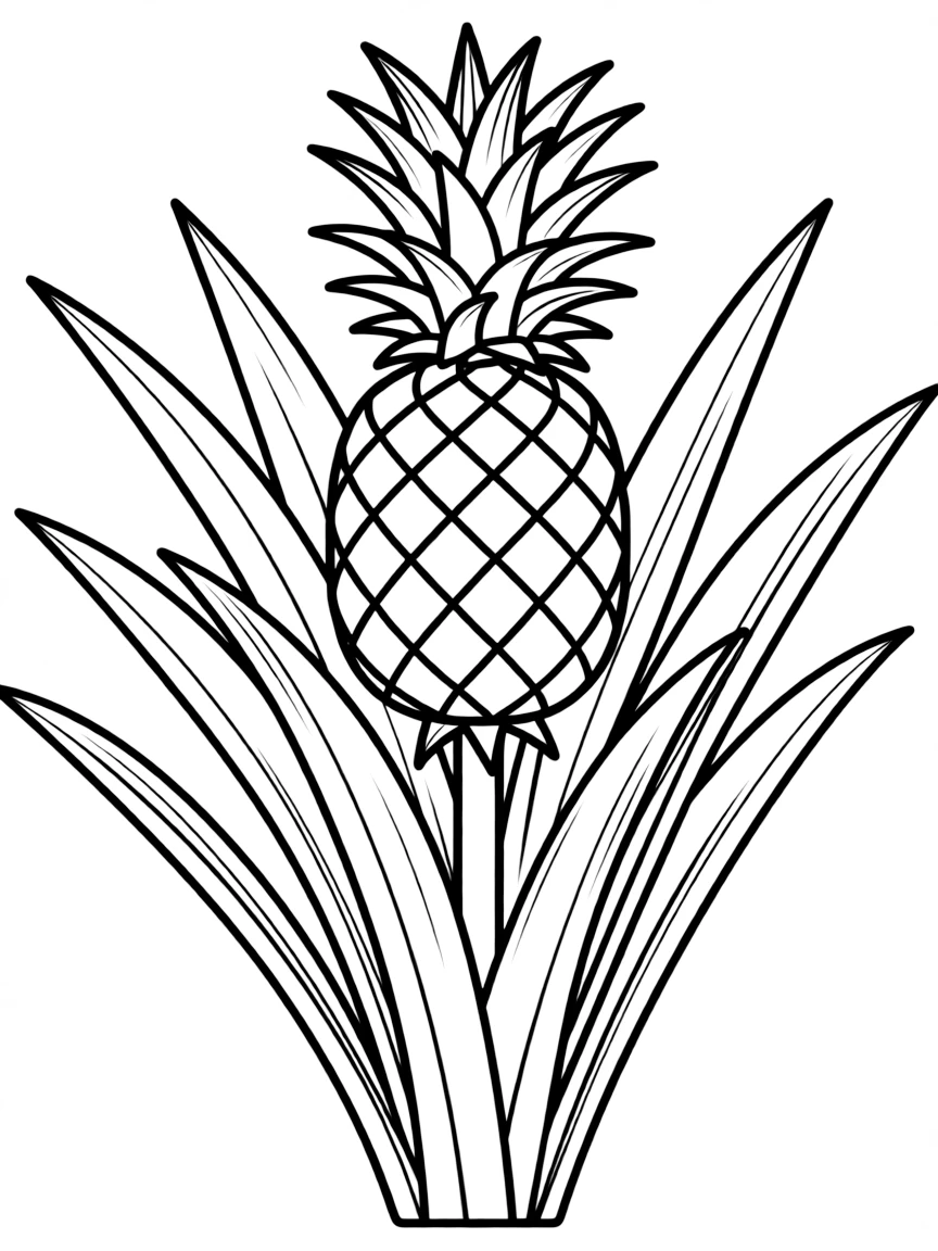A pineapple plant with a pineapple growing in the center
