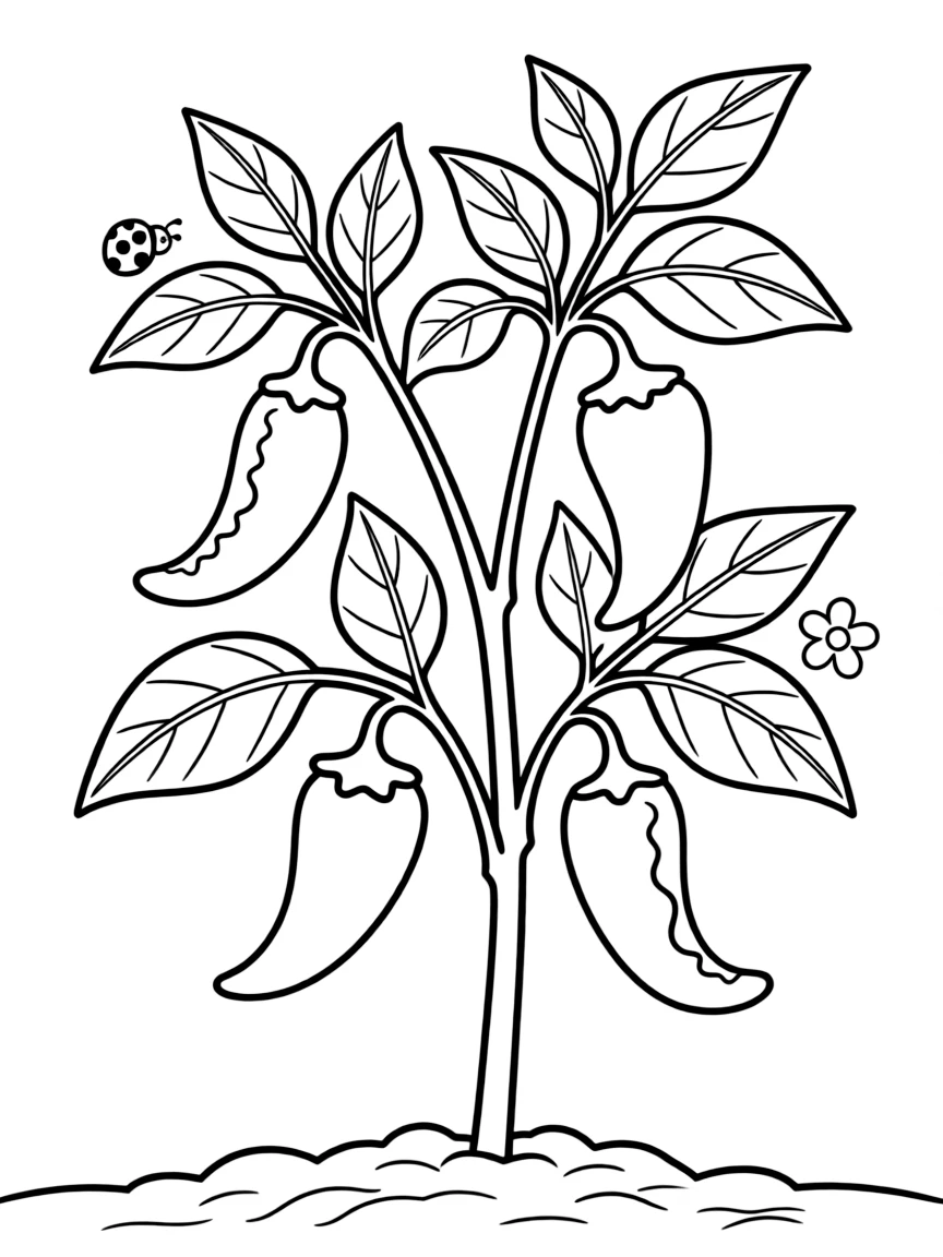 A chili pepper plant with red and green peppers