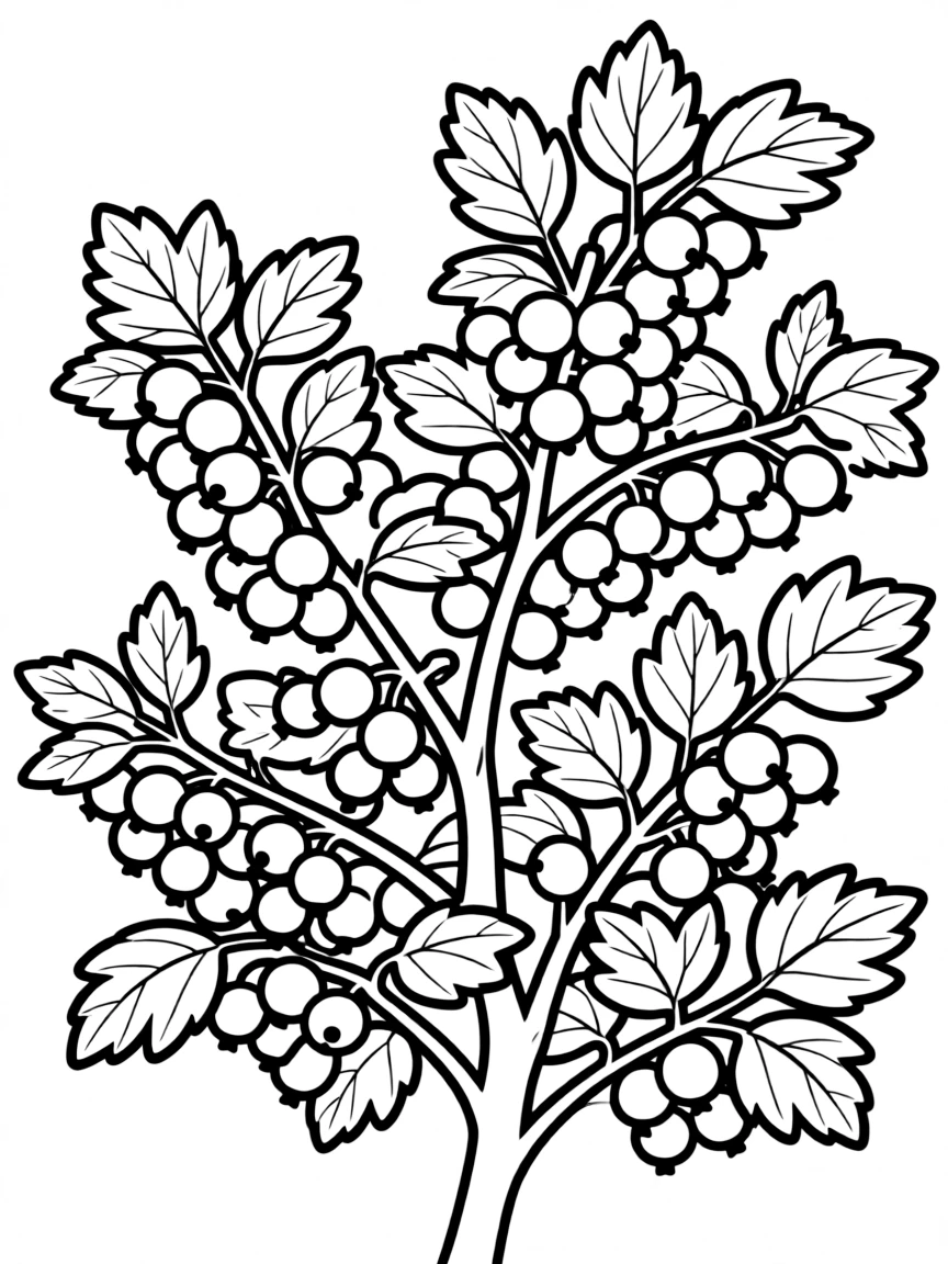 A gooseberry bush with small round green berries