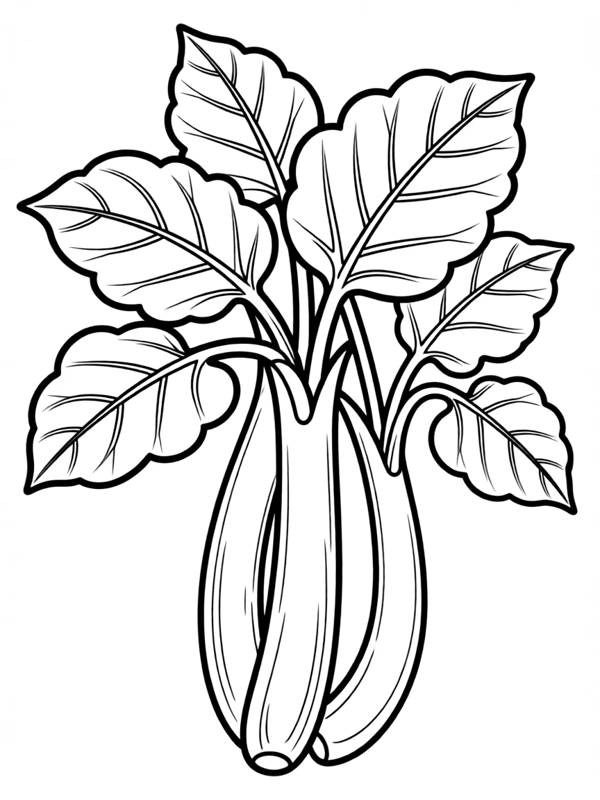 A rhubarb plant with red stalks and big green leaves
