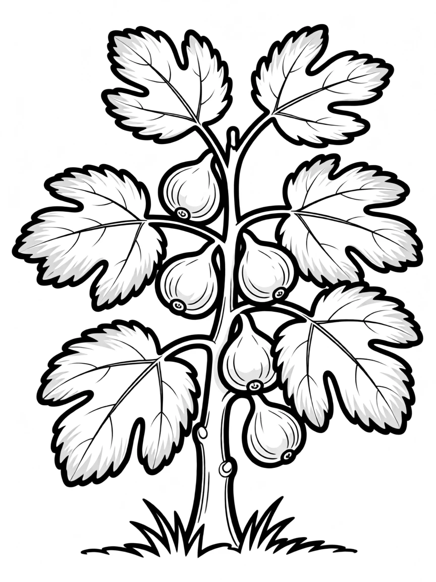 A fig bush with soft fruit and fuzzy leaves