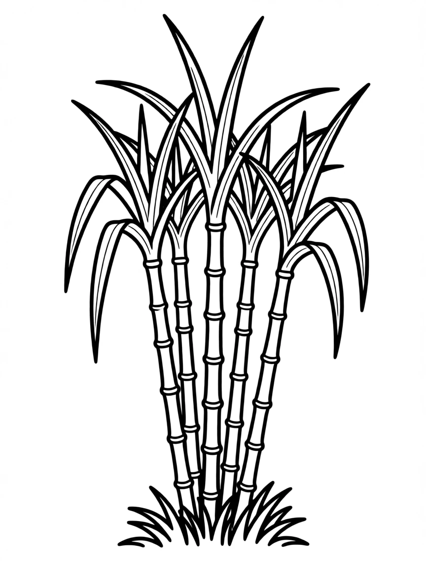A sugarcane plant with tall stalks and green leaves