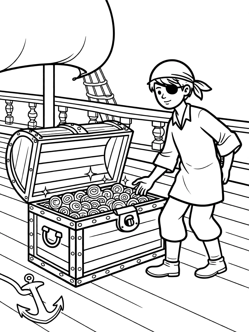 A treasure chest being stolen by a sneaky pirate