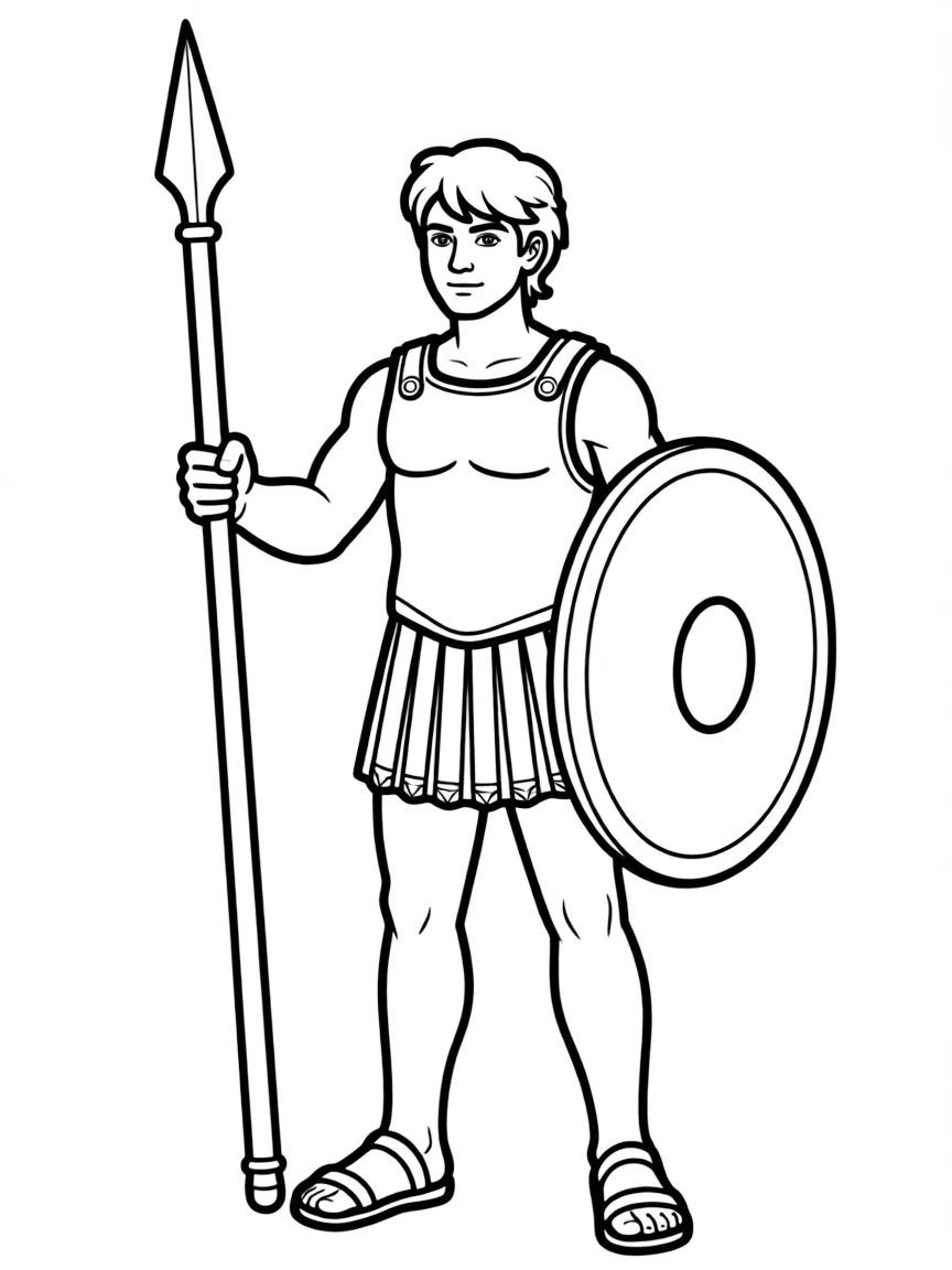 (Greek mythology) Ares in armor holding a spear