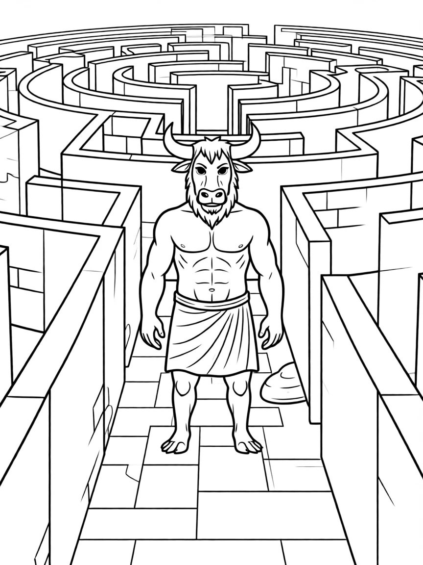 (Greek mythology) The Minotaur in the labyrinth