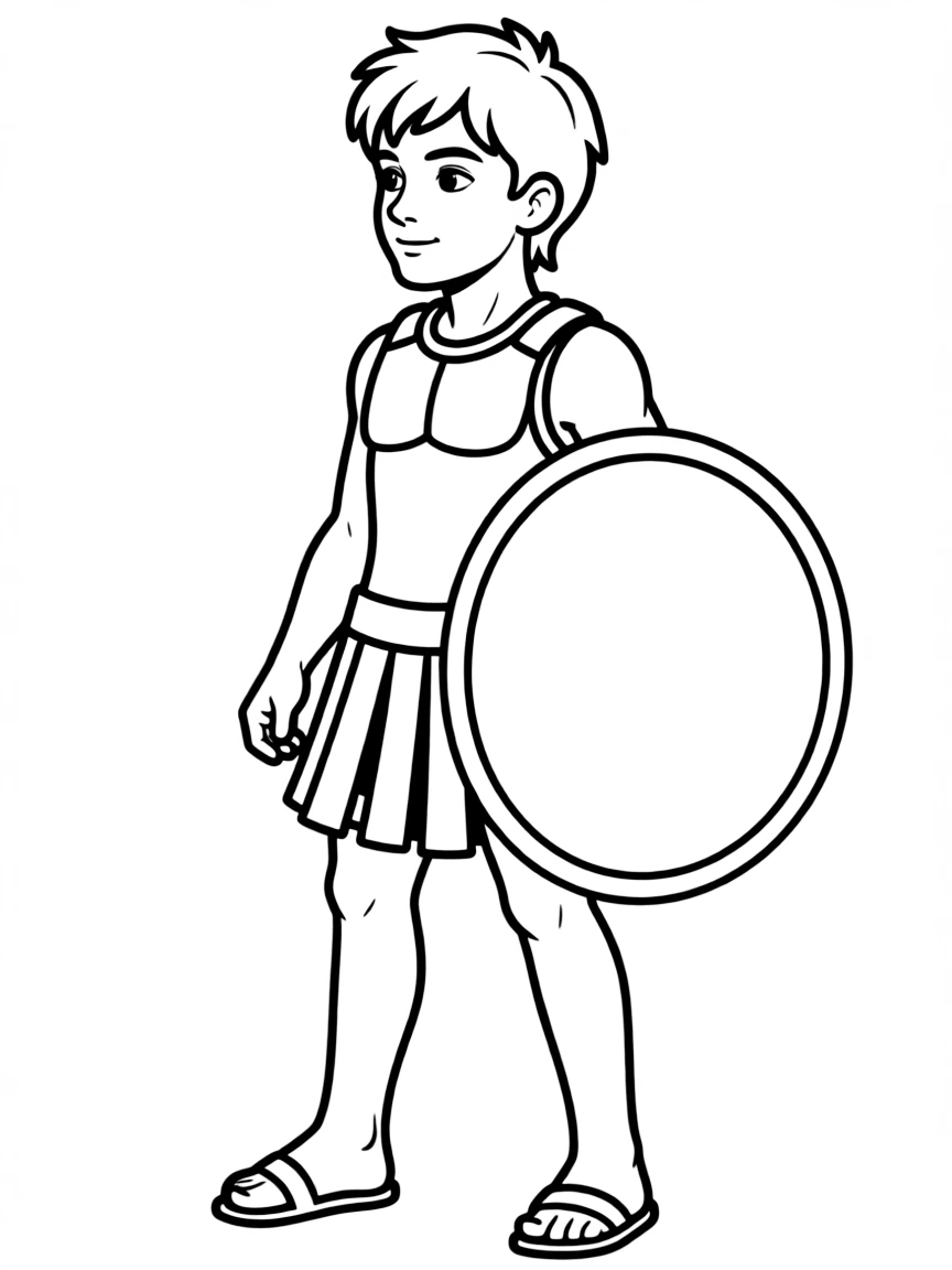 (Greek mythology) Achilles wearing armor and holding a shield