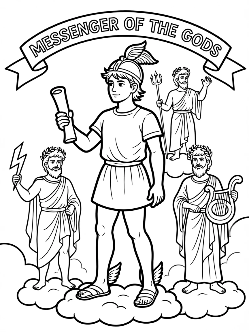 (Greek mythology) Hermes delivering messages to the gods