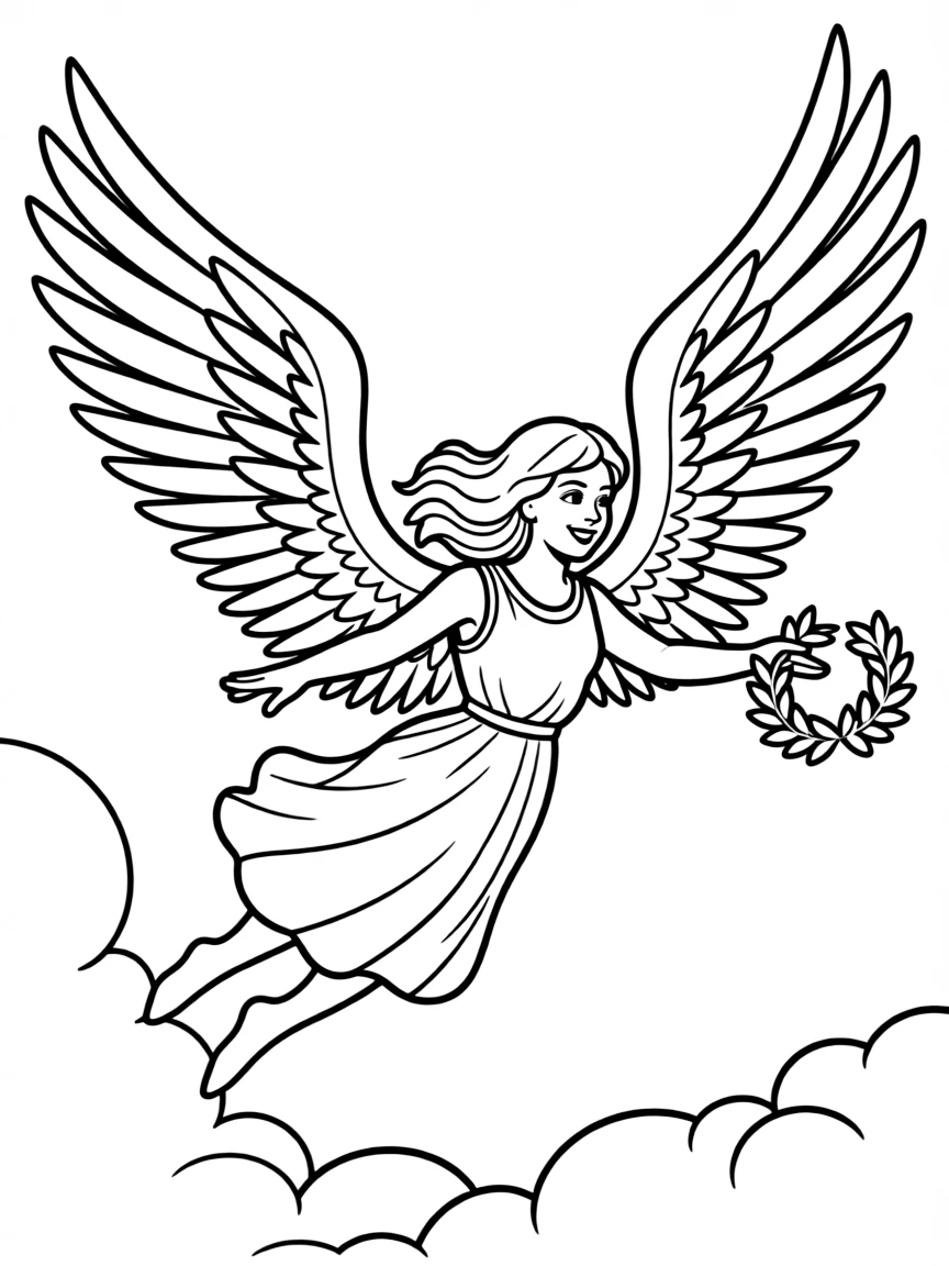 (Greek mythology) Nike, goddess of victory, flying with wings