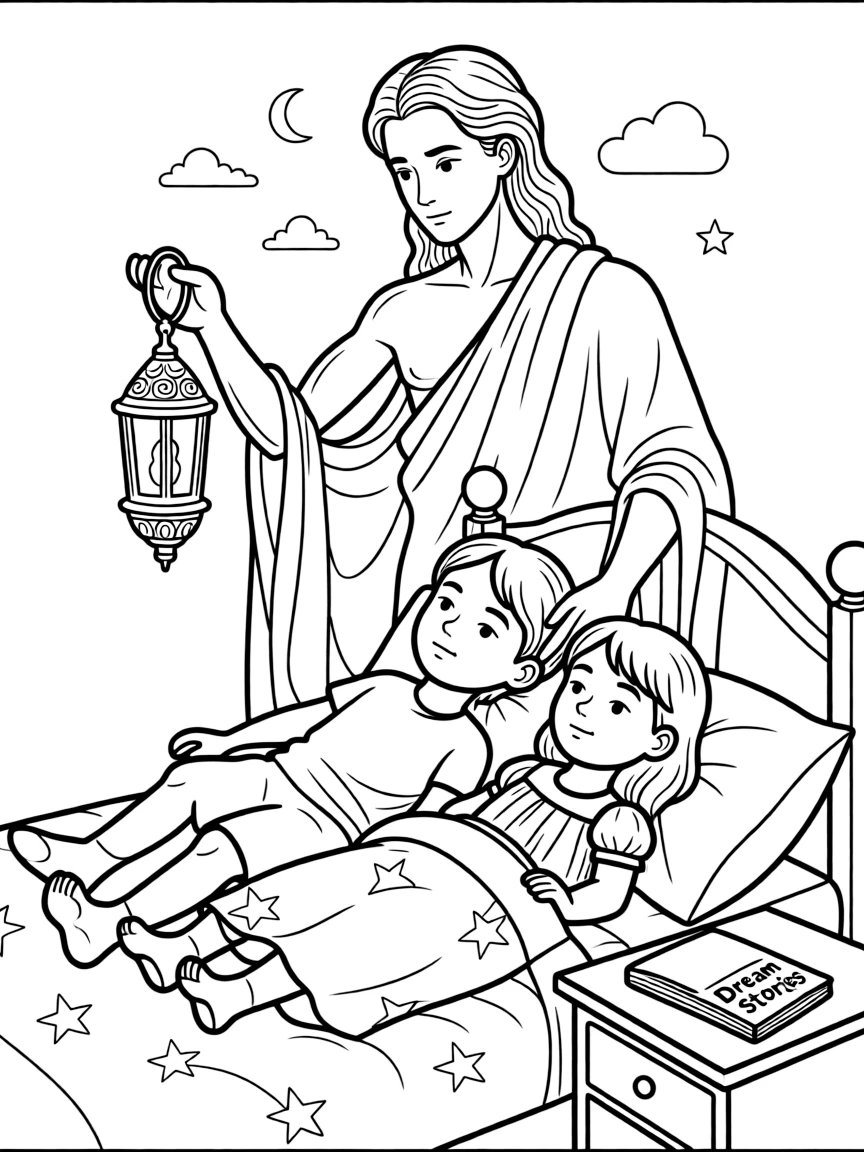 (Greek mythology) Morpheus bringing dreams to children