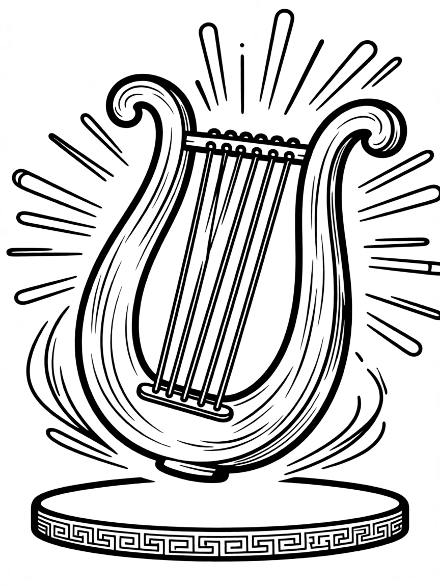 (Greek mythology) A magical lyre glowing with light