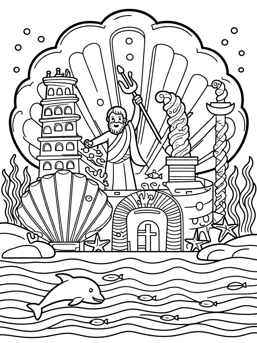 (Greek mythology) Poseidon’s palace under the sea
