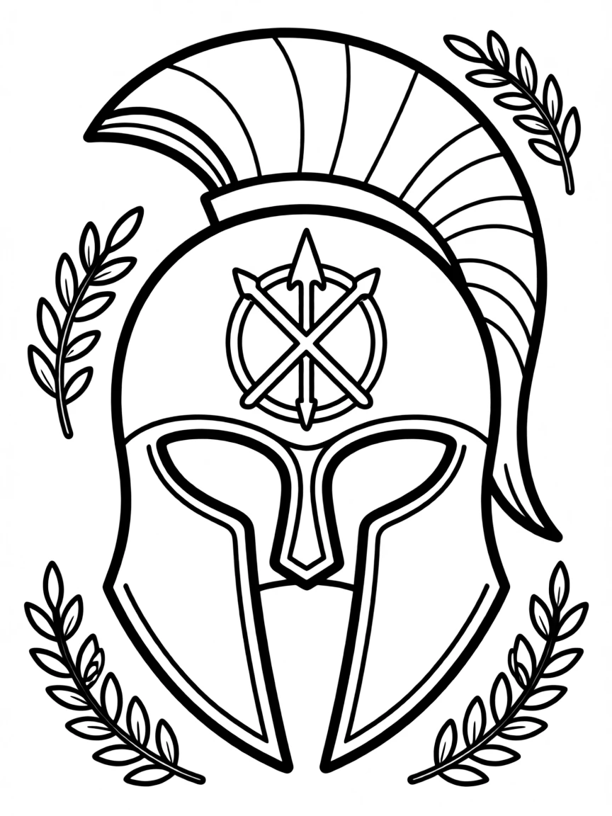 (Greek mythology) A war helmet with Ares’ symbol