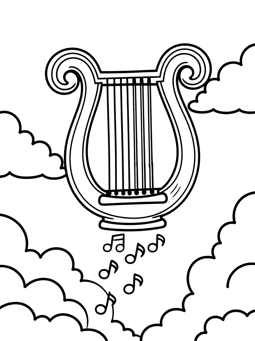 (Greek mythology) A harp floating in the air for Apollo