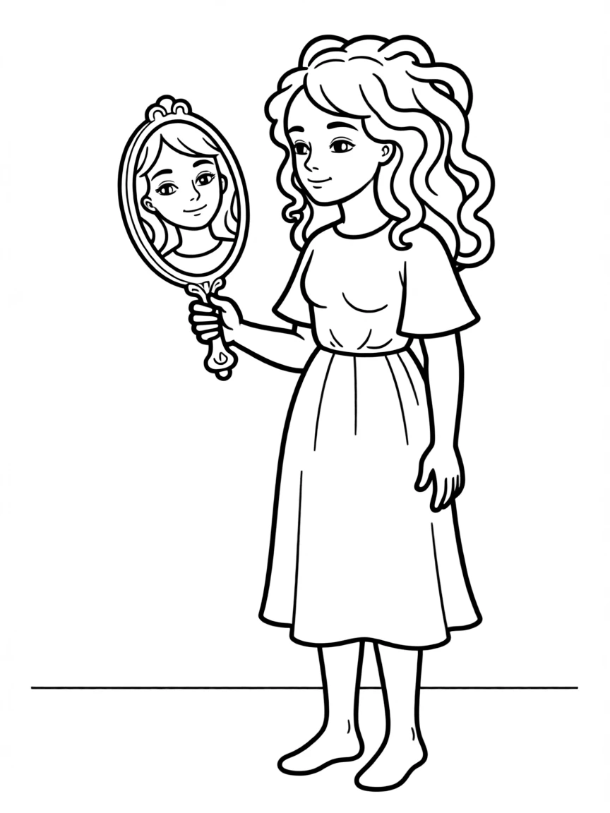 (Greek mythology) Medusa looking into a mirror