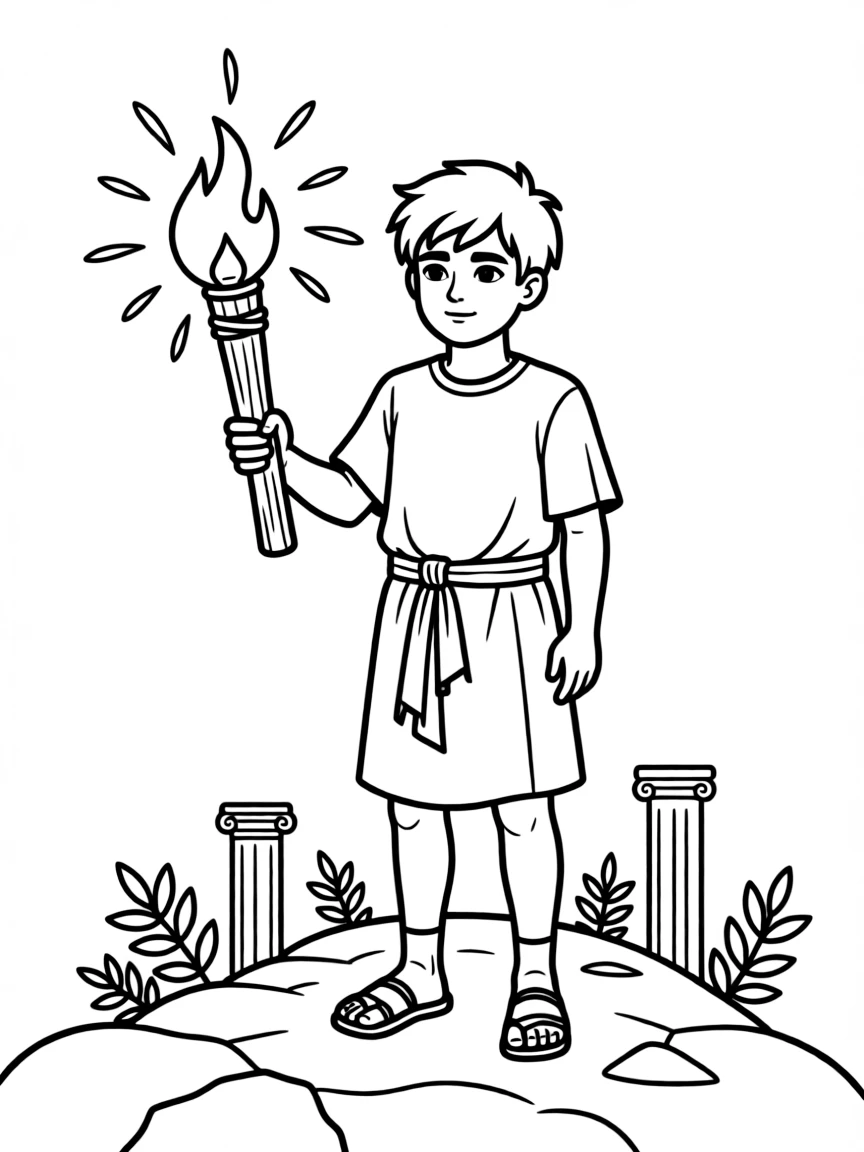 (Greek mythology) A glowing torch lighting the way