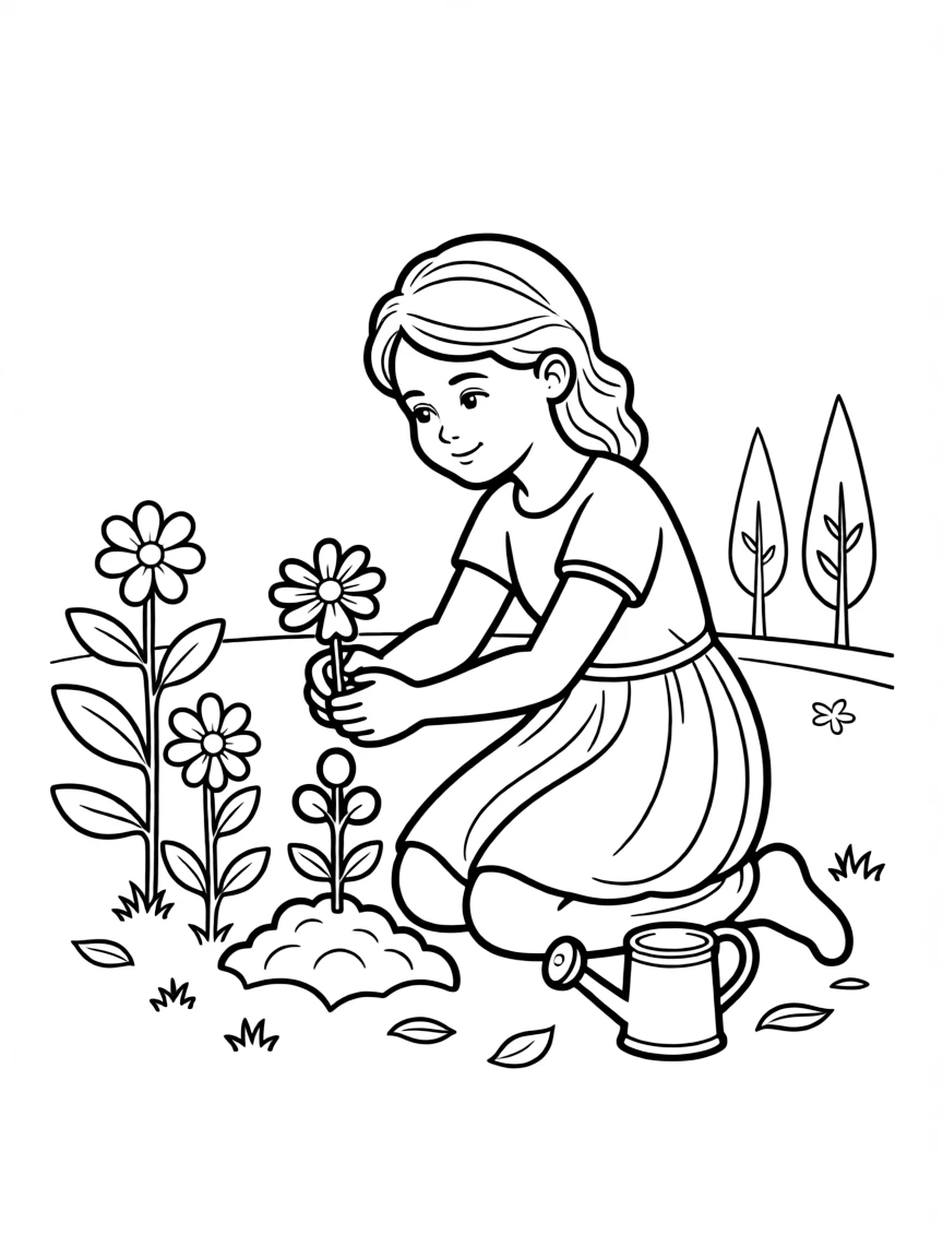 (Greek mythology) Persephone planting flowers