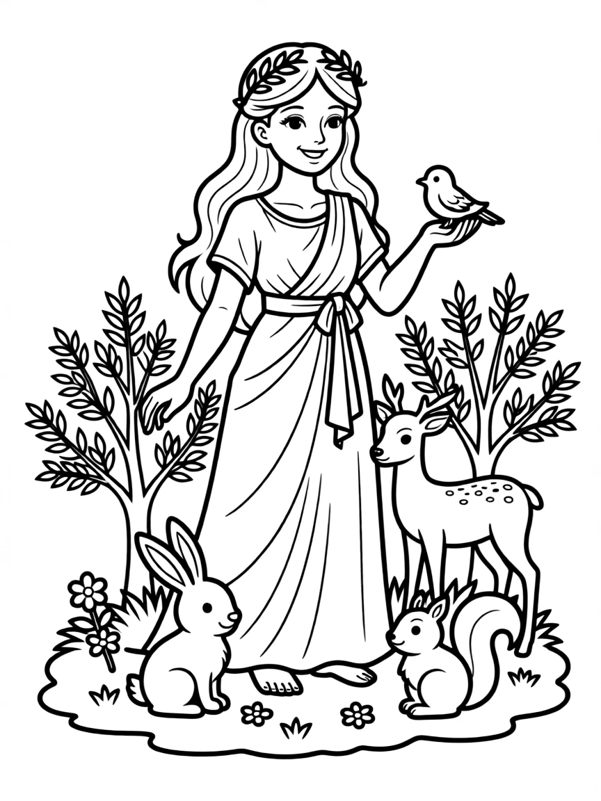 (Greek mythology) A kind goddess helping animals